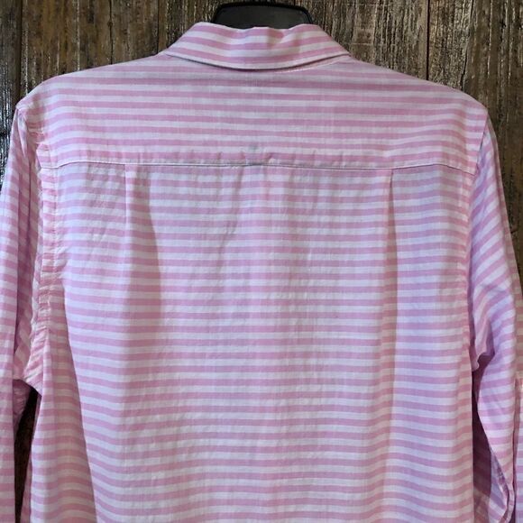 Heritage Sz M Pink White Classic Stripe Slim Fit Button Down Shirt - Picture 5 of 9
